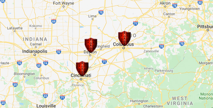 Office locations shown on map